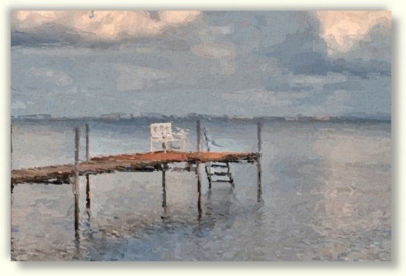 Landscapes lakes Lake Dock Breath of the sea Painting